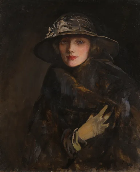 A Lady In Brown, 1920 av Sir John Lavery