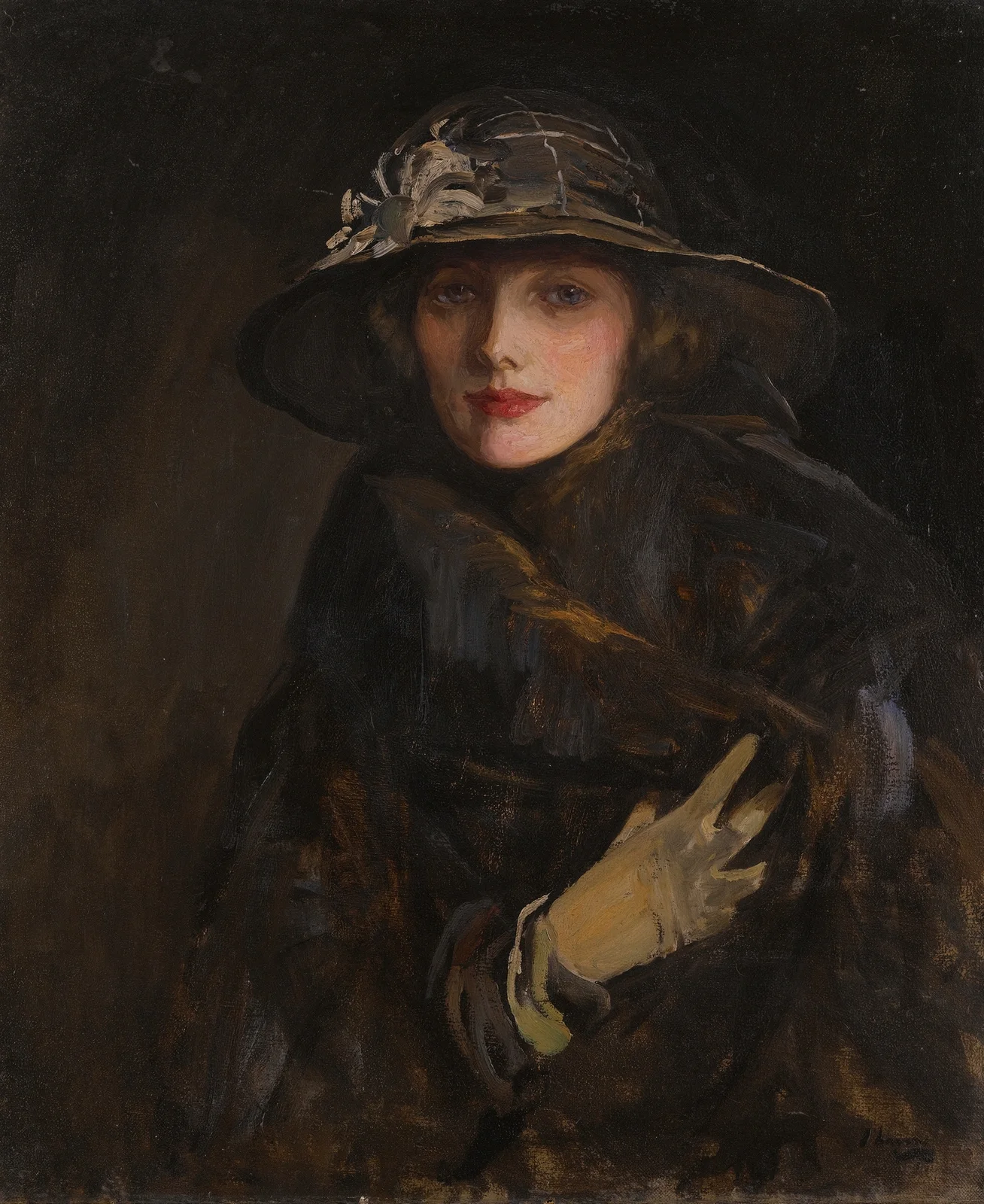 A Lady In Brown, 1920 av Sir John Lavery