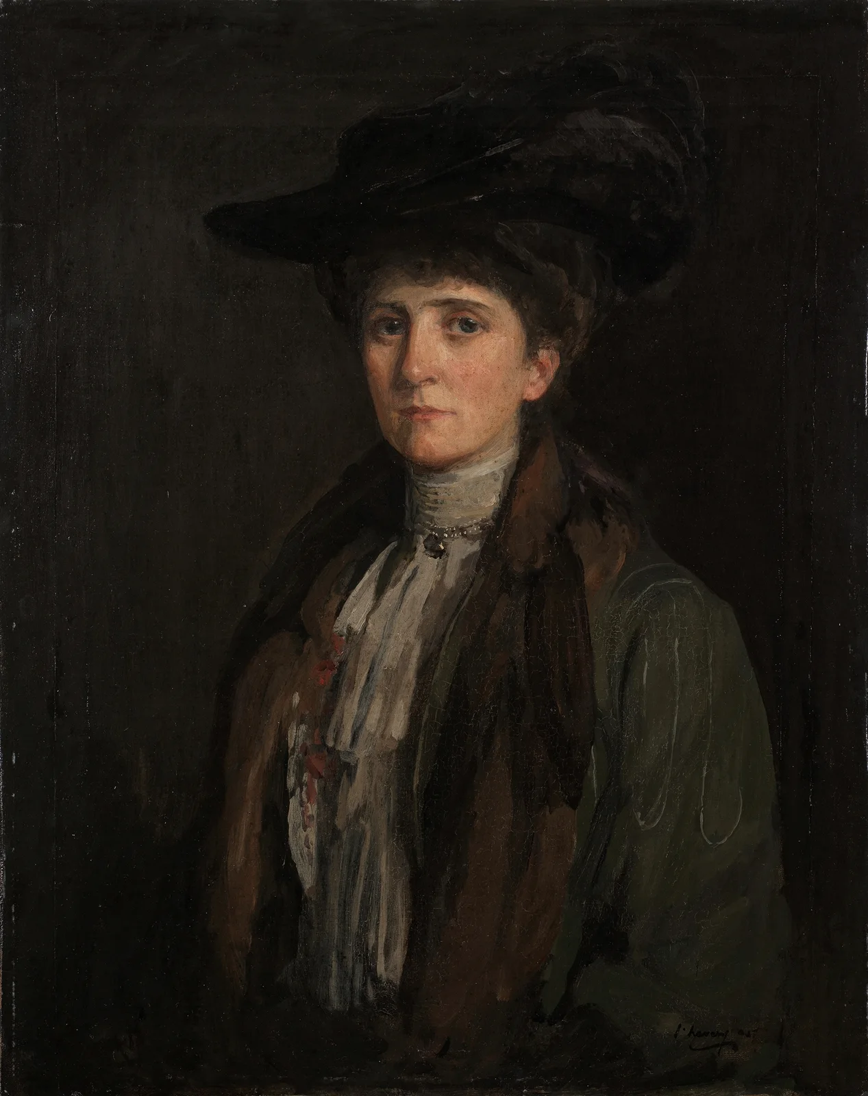A Lady in Brown (thought to be Margaret Edith Bannatyne Cobb) av Sir John Lavery