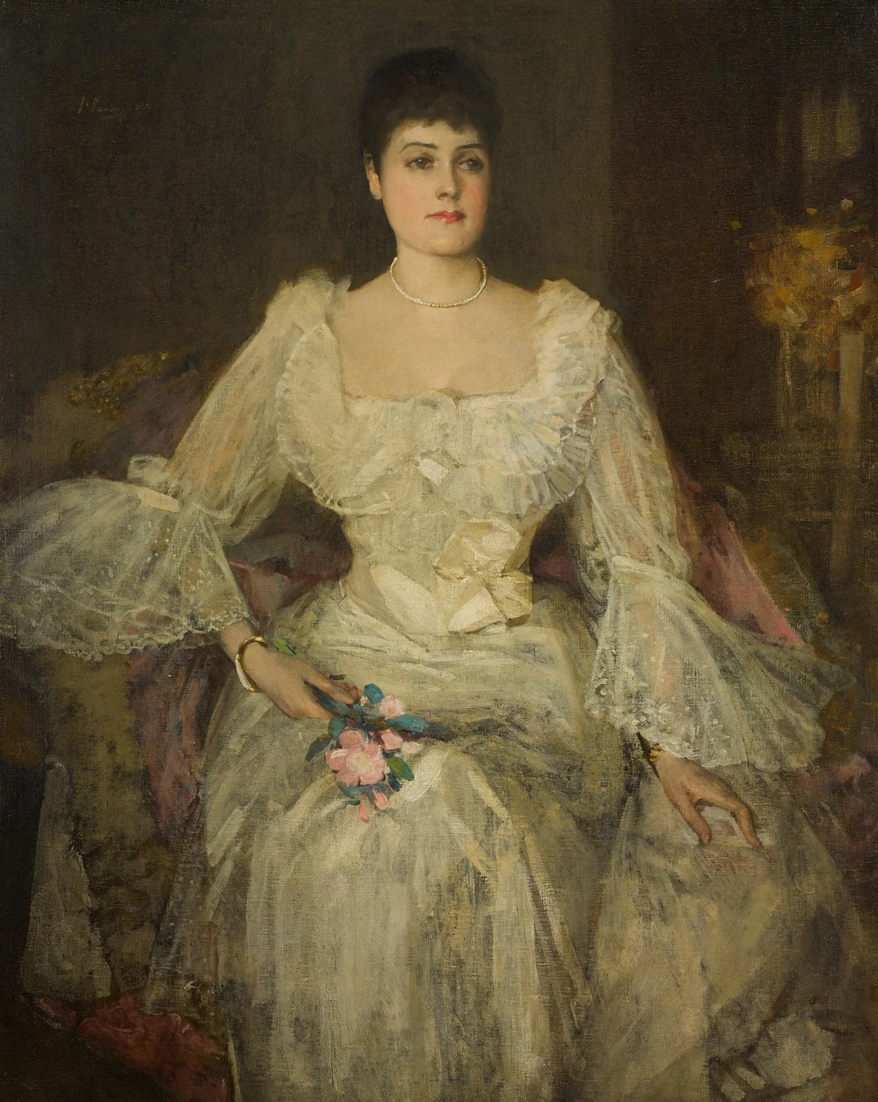 A lady in white (A portrait of Lady Lyle) av Sir John Lavery