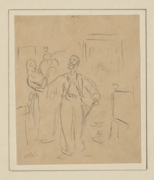 Captain Doleful attiring for the Masquerade av John Leech