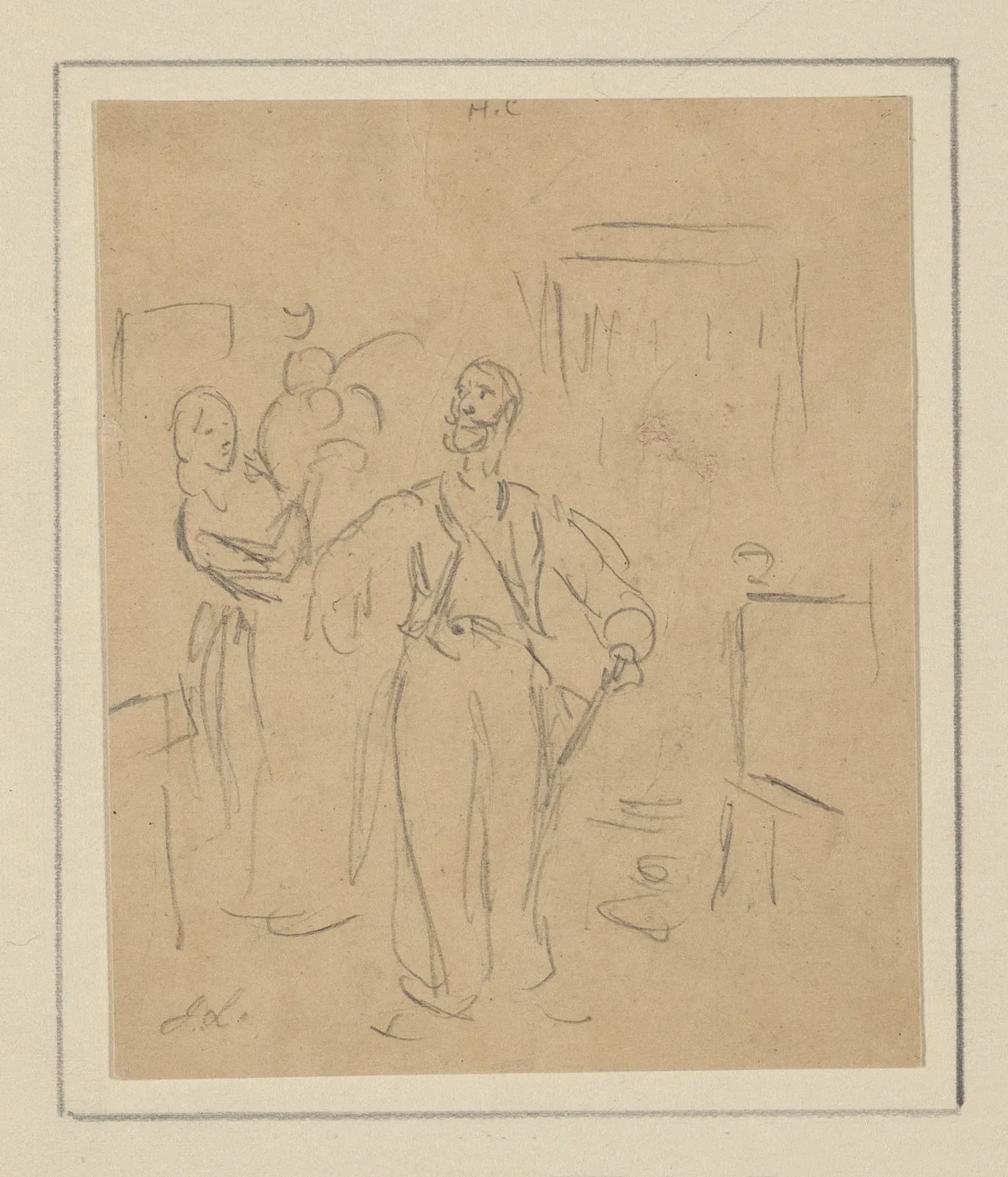 Captain Doleful attiring for the Masquerade av John Leech