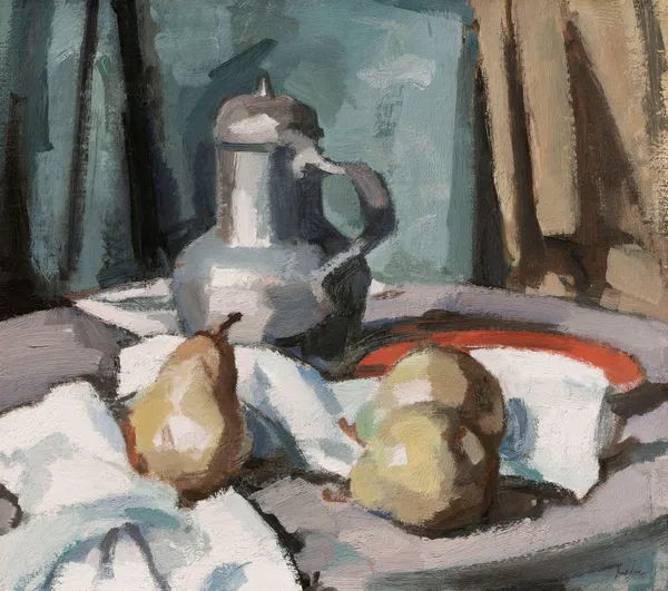 Pewter Jug and Pears av Samuel John Peploe