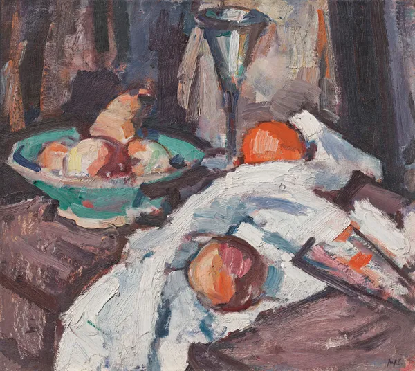 Still Life with Wine Glass and Fruit av Samuel John Peploe