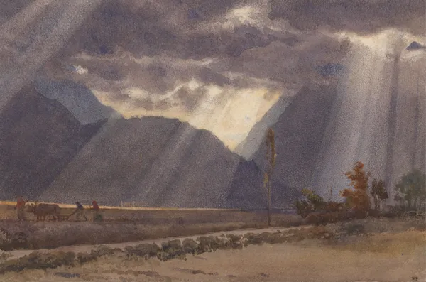 Landscape near Ageles – Gazost at the foot of the Pyrenees av Edward John Poynter