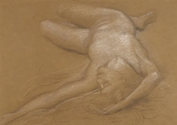 Study Of A Reclining Nude Girl For The Cave Of The Storm Nymphs av Edward John Poynter