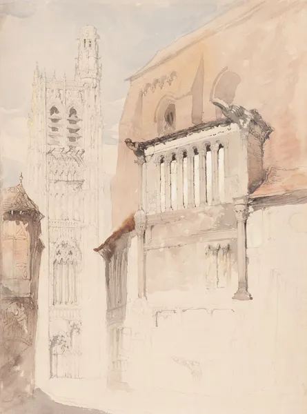 Tower of the Cathedral at Sens av John Ruskin