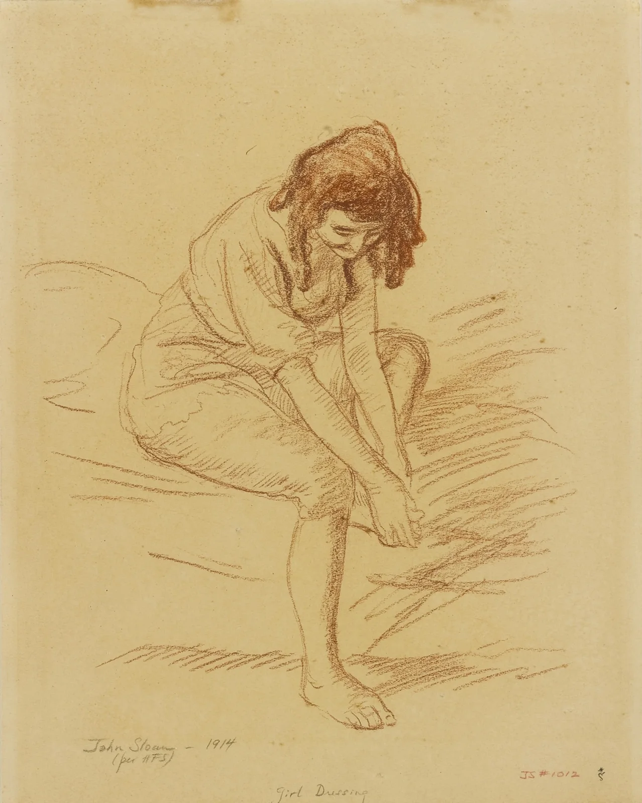 Girl Dressing av John Sloan