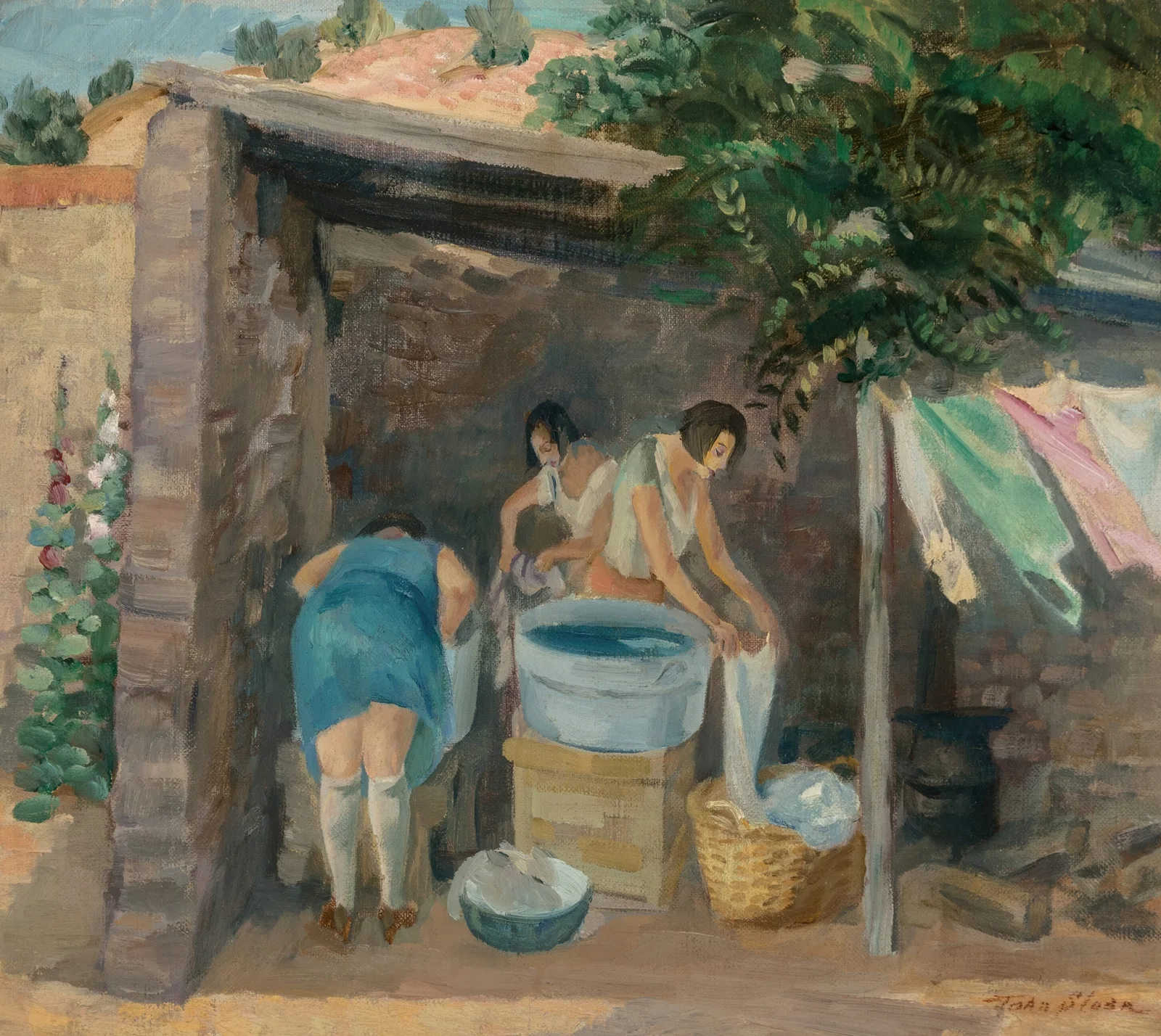 Wash day, Santa Fe av John Sloan