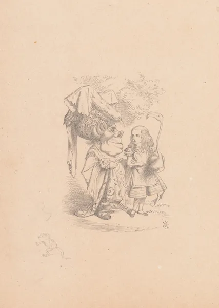 Drawing of Alice (with flamingo) chats with the Duches av Sir John Tenniel