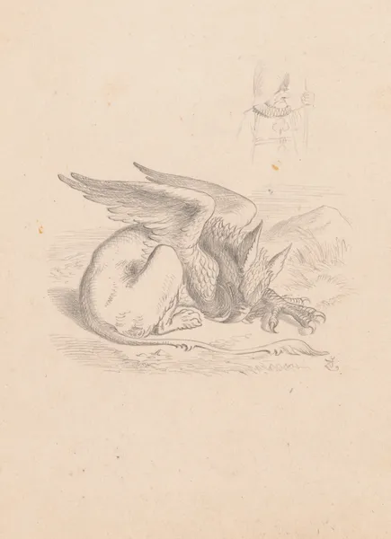 Drawing of the Gryphon asleep av Sir John Tenniel