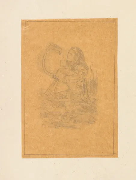 Tracing of Alice trying to play croquet with flamingo and hedgehog av Sir John Tenniel