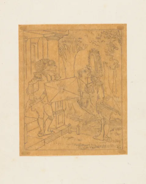 Tracing of the Fish Footman and the Frog Footman av Sir John Tenniel