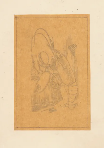 Tracing of the Lobster primping before a mirror av Sir John Tenniel