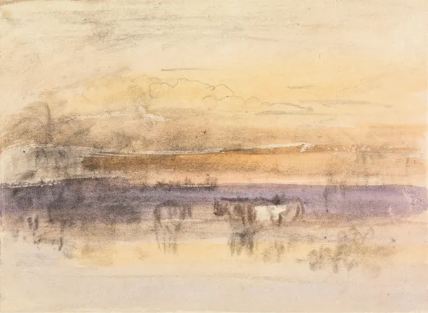 Cattle Watering at Sunset av John Varley