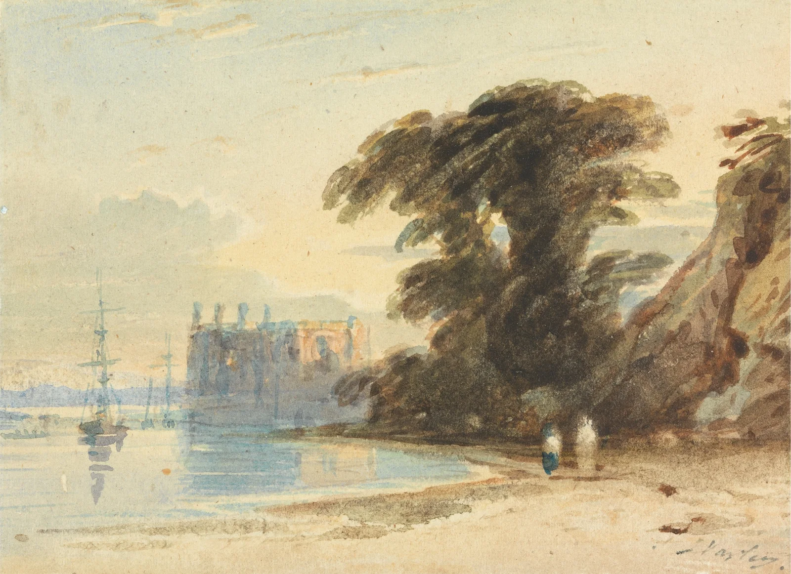 River Landscape with Figures av John Varley