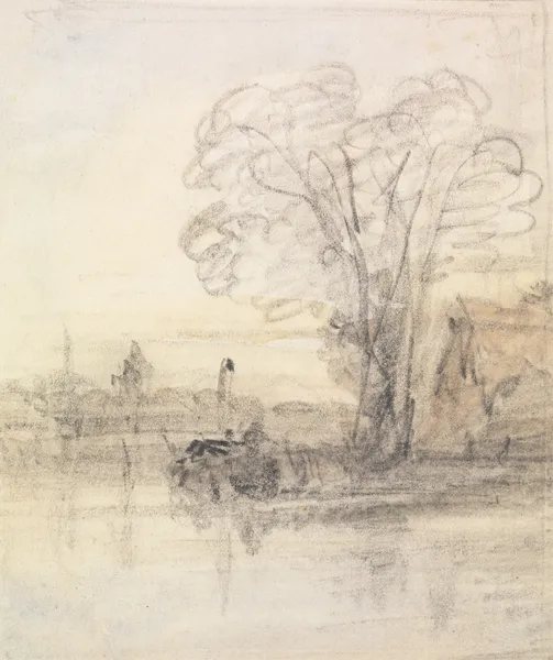 Trees Overhanging a River av John Varley