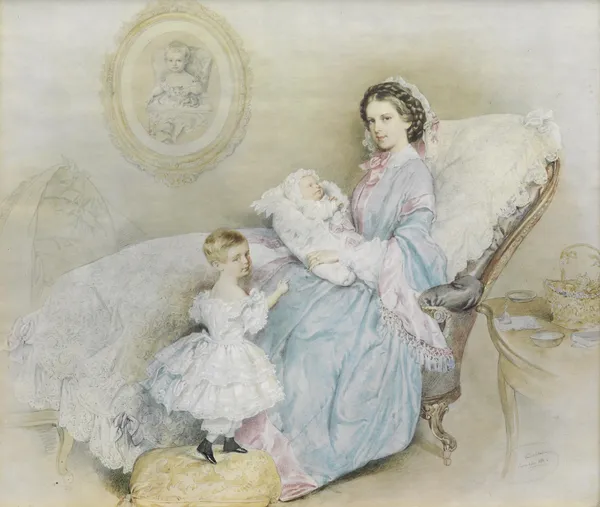 Kaiserin Elisabeth mit ihren Kindern av Josef Kriehuber