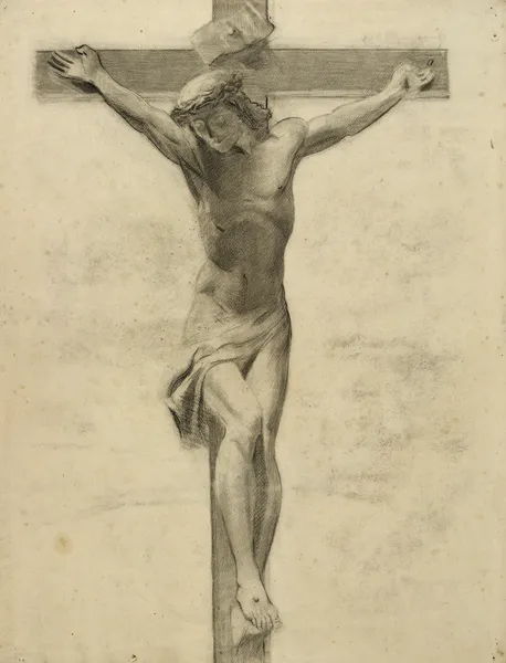 Etude pour un crucifix de bois sculpté Christ en croix av Arthur-Joseph Gueniot