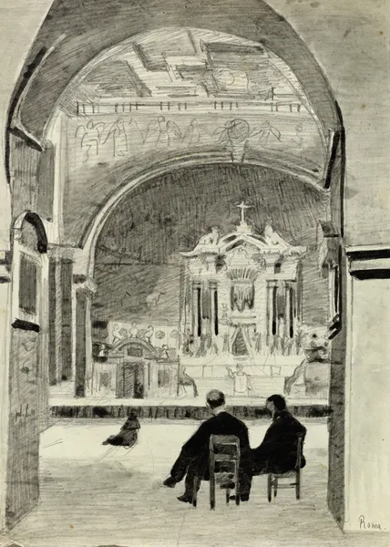 Intérieur d’église à Rome av Arthur-Joseph Gueniot