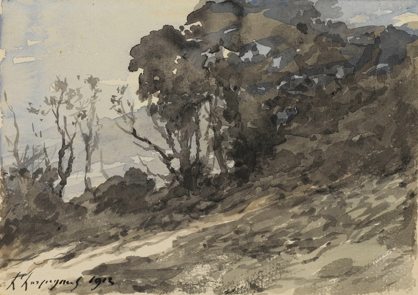 Paysage (arbustes) av Henri-Joseph Harpignies