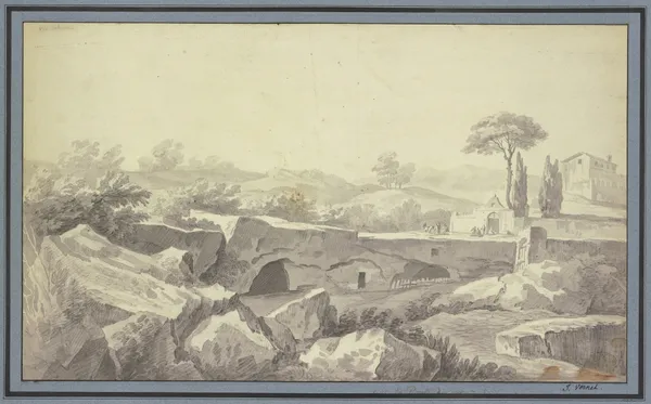 Etude faite sur la Route du Pont Salert a Rome av Claude-Joseph Vernet
