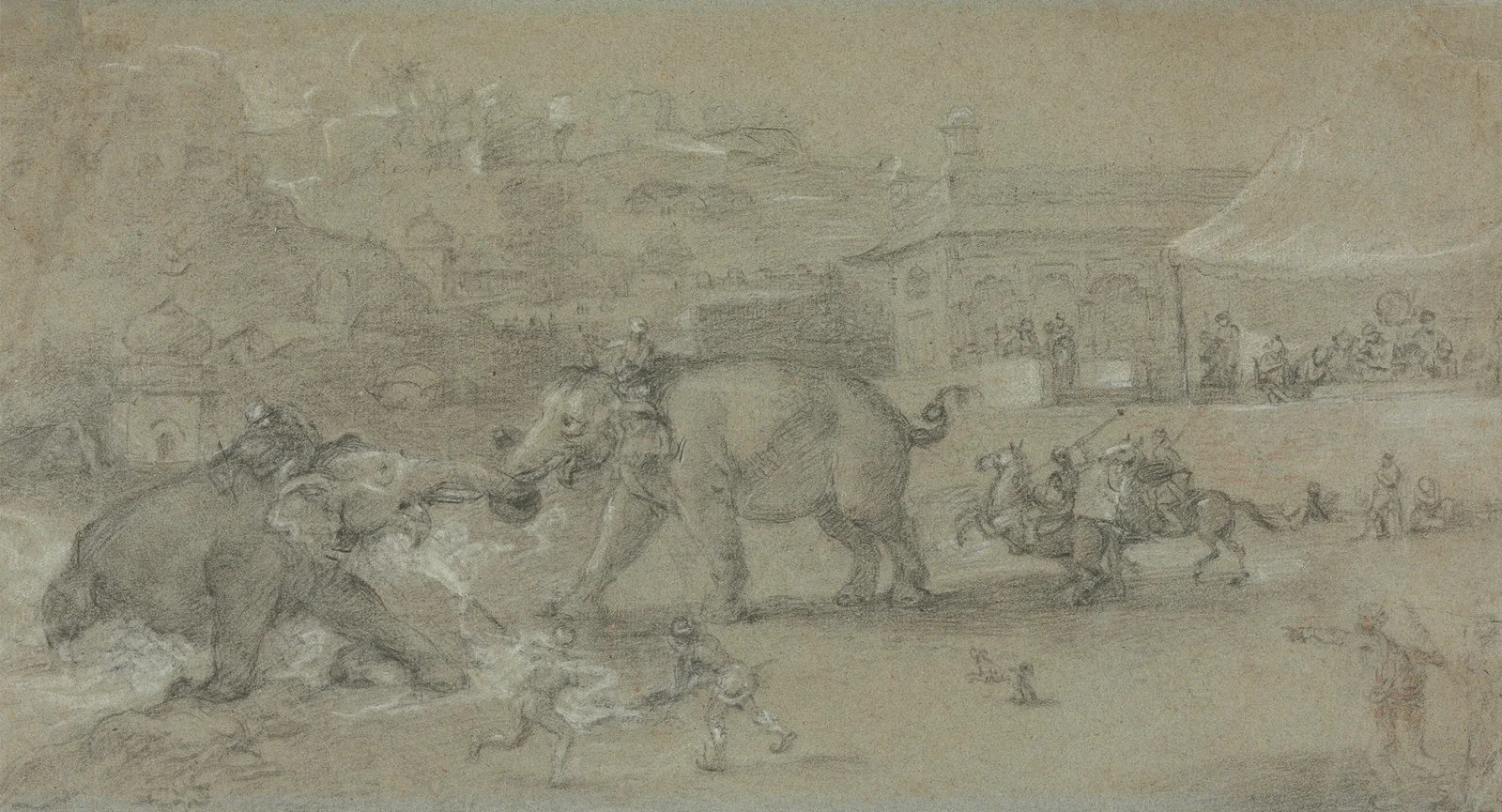 Elephants Fighting av Johan Joseph Zoffany