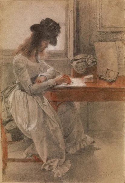 The Artist’s Daughter, Cecilia, Seated At A Writing Desk av Johan Joseph Zoffany
