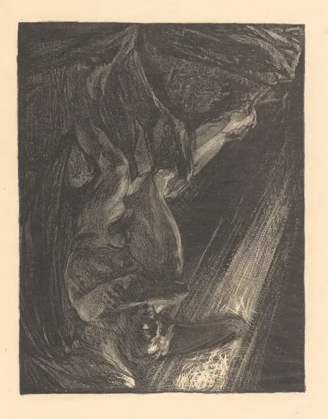 Gevallen engel zittend op een rots. av Johannes Josephus Aarts