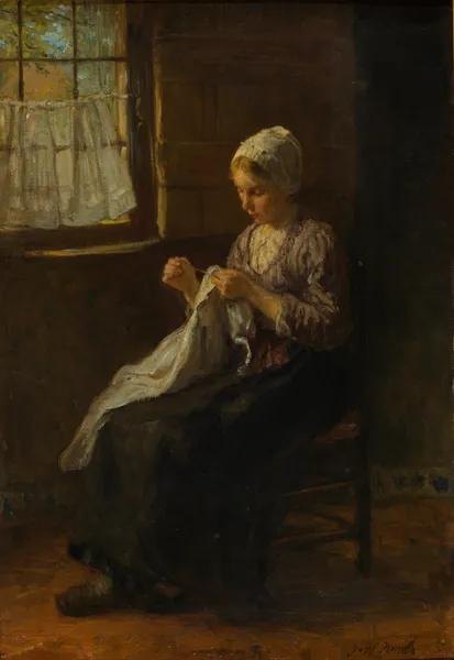 The young seamstress av Jozef Israëls