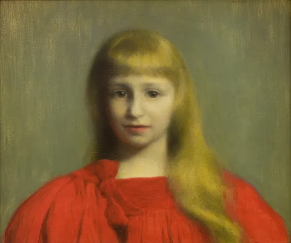 Little Girl in Red Dress av Józef Pankiewicz