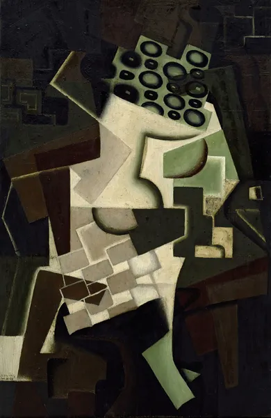 Compotier et nappe à carreaux (Fruit Dish on a Checkered Tablecloth) av Juan Gris