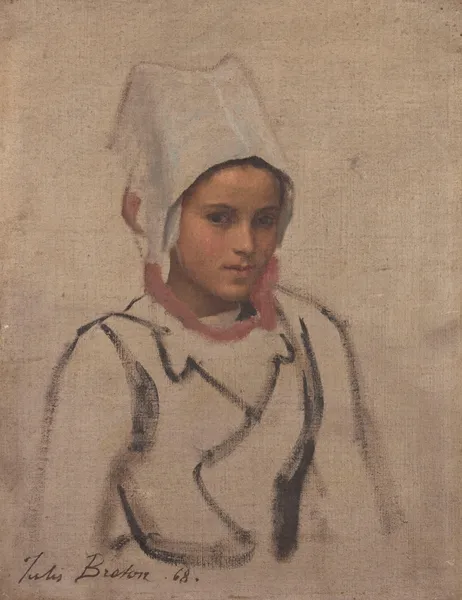 Tête de jeune Bretonne, étude pour le Pardon av Jules Breton