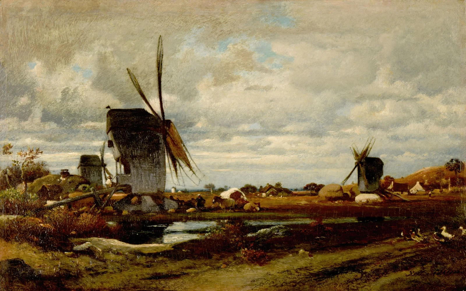 Les moulins à vent av Jules Dupré