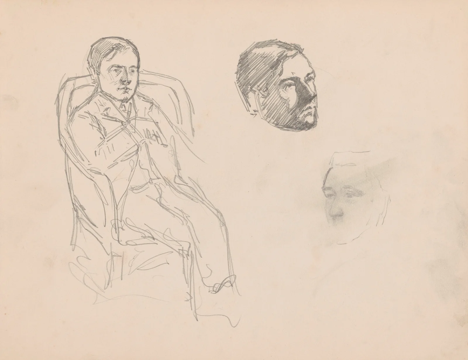Seated Man and two Heads av Jules Schmalzigaug