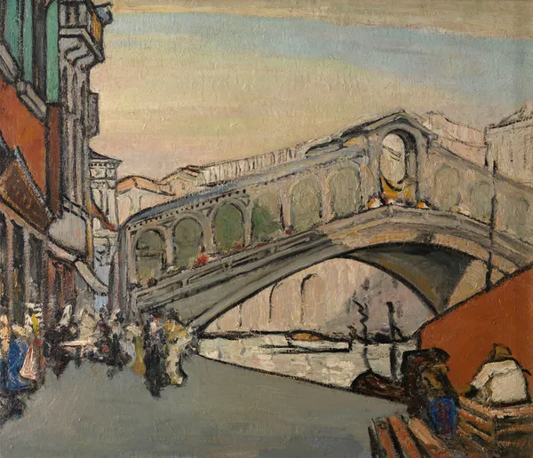 The Rialto Bridge in Venice av Jules Schmalzigaug