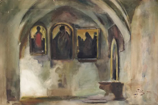 Cloister of the Franciscan Church in Krakow av Julian Falat