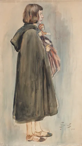 Portrait of daughter Kuka with a doll av Julian Falat