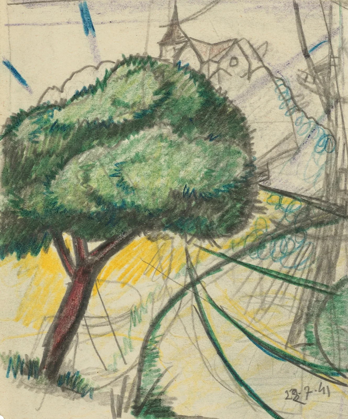 Paysage aux rayons av Julio González
