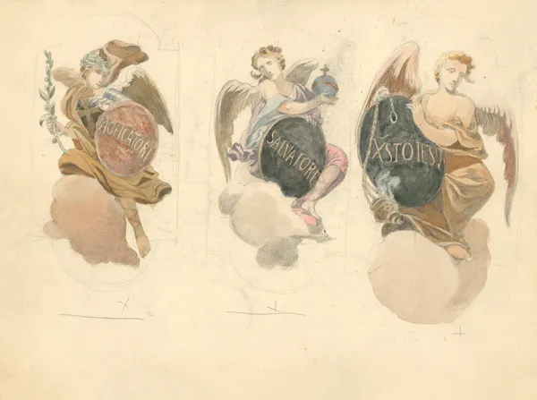 Trzej aniołowie trzymający tarcze., 1912 – nr 1 av Juliusz Makarewicz