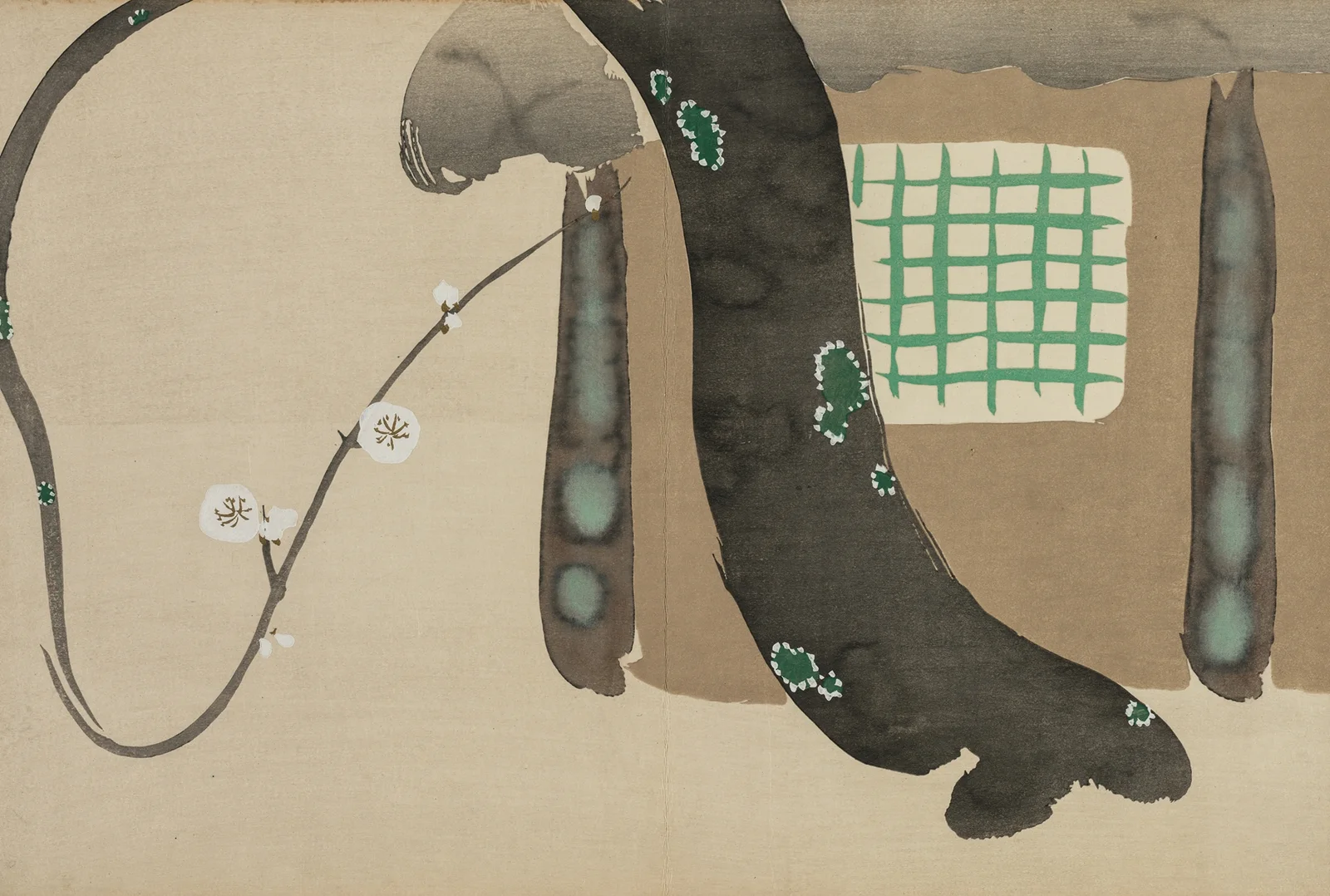 Plum by the Eaves (Nokiba no ume) av Kamisaka Sekka