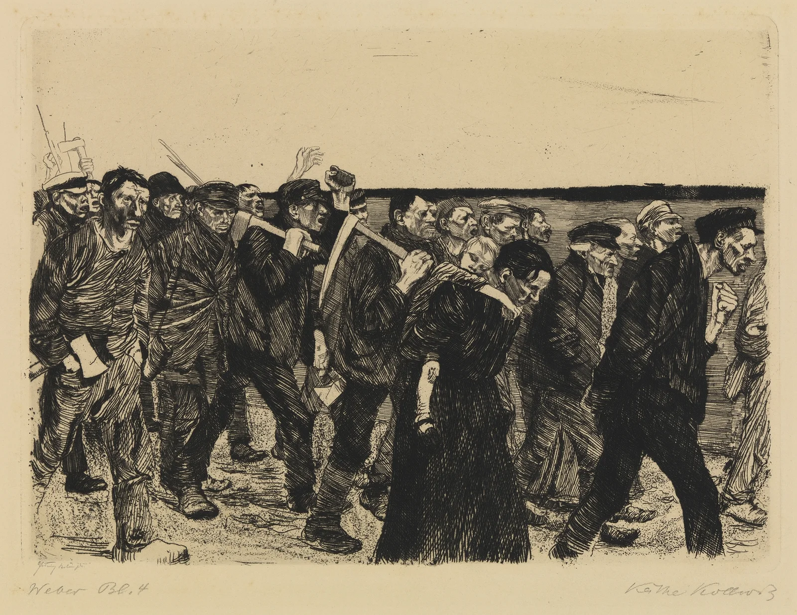 Ein Weberaufstand – Weberzug av Käthe Kollwitz