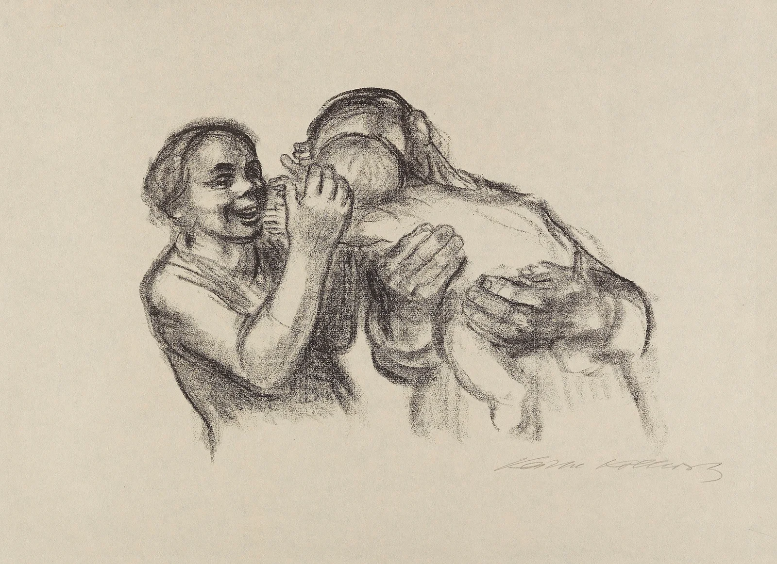 Eltern mit Kind av Käthe Kollwitz
