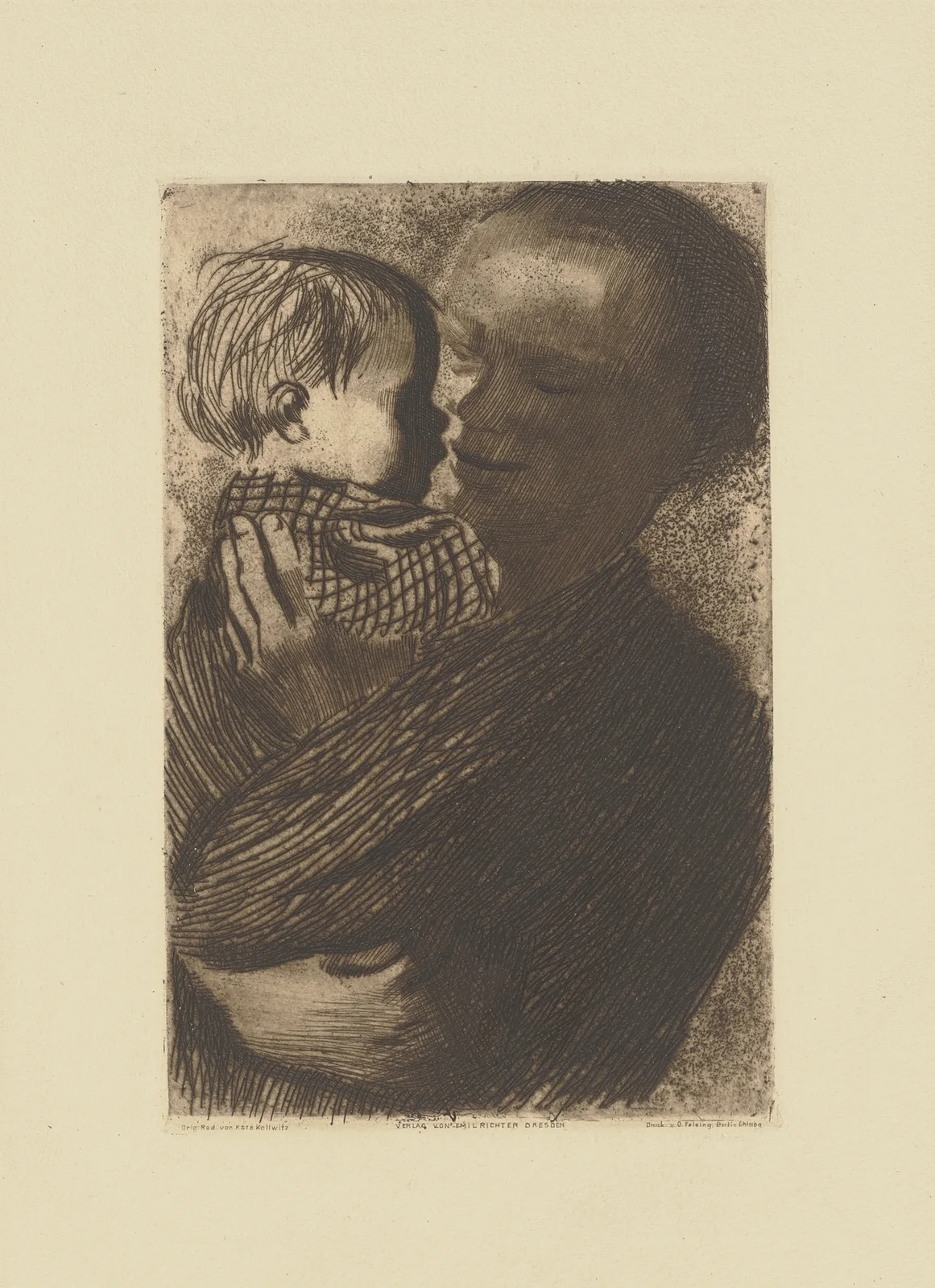 Mutter mit Kind auf dem Arm, 1910 av Käthe Kollwitz