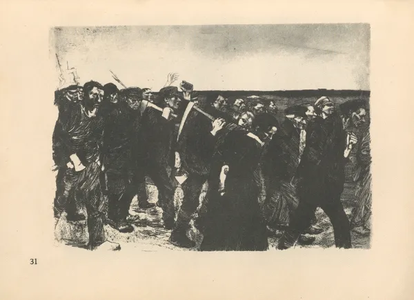 Zum ’Weberaufstand’ gehörig, 1925 – nr 3 av Käthe Kollwitz
