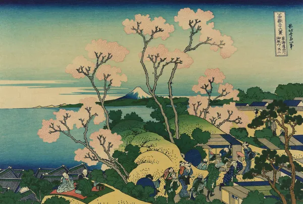 Goten-yama hill, Shinagawa on the Tōkaidō av Katsushika Hokusai