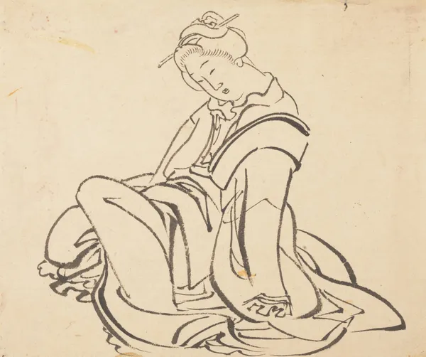 Seated Woman av Katsushika Hokusai