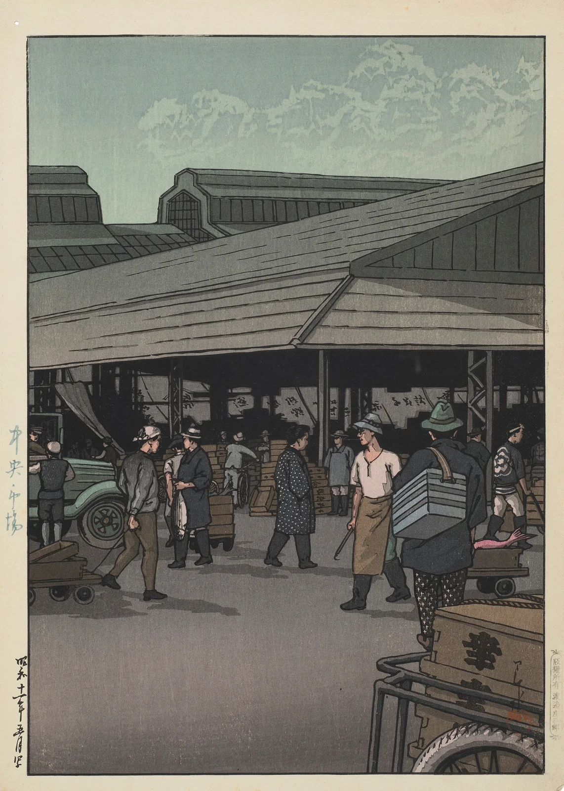 Chuo shijo (The Central Market) av Kawase Hasui