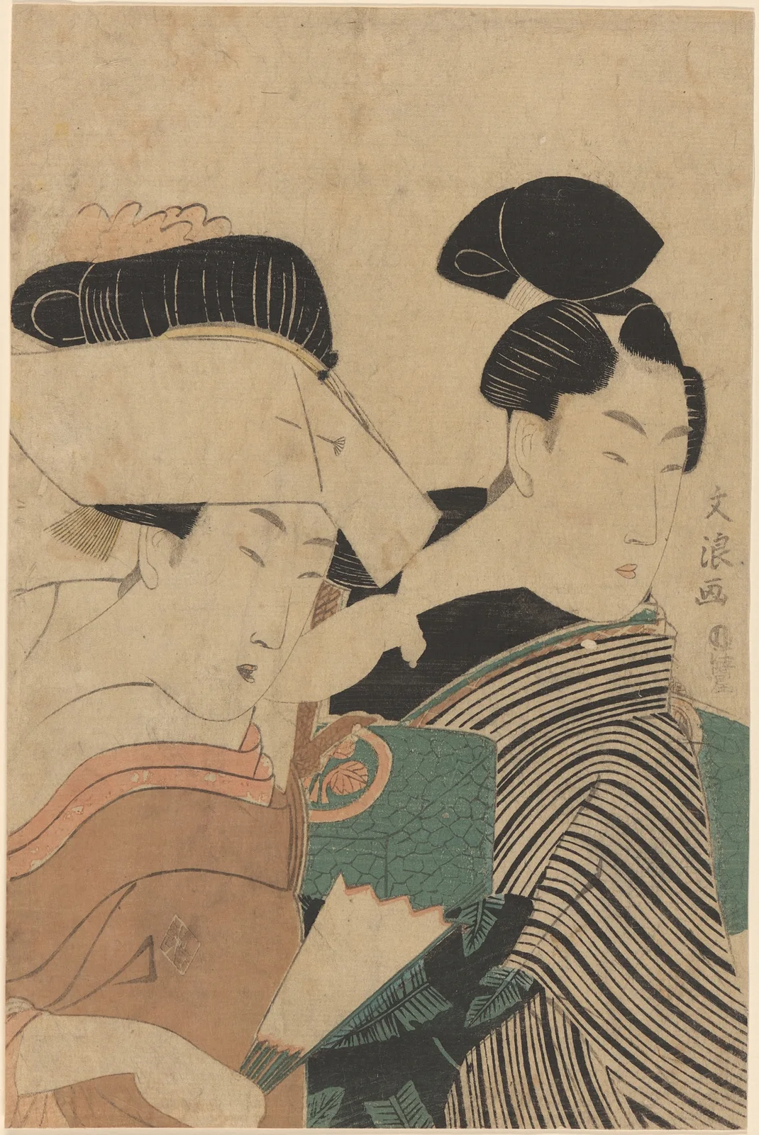 Lovers Seen at Half Length av Keisai Eisen