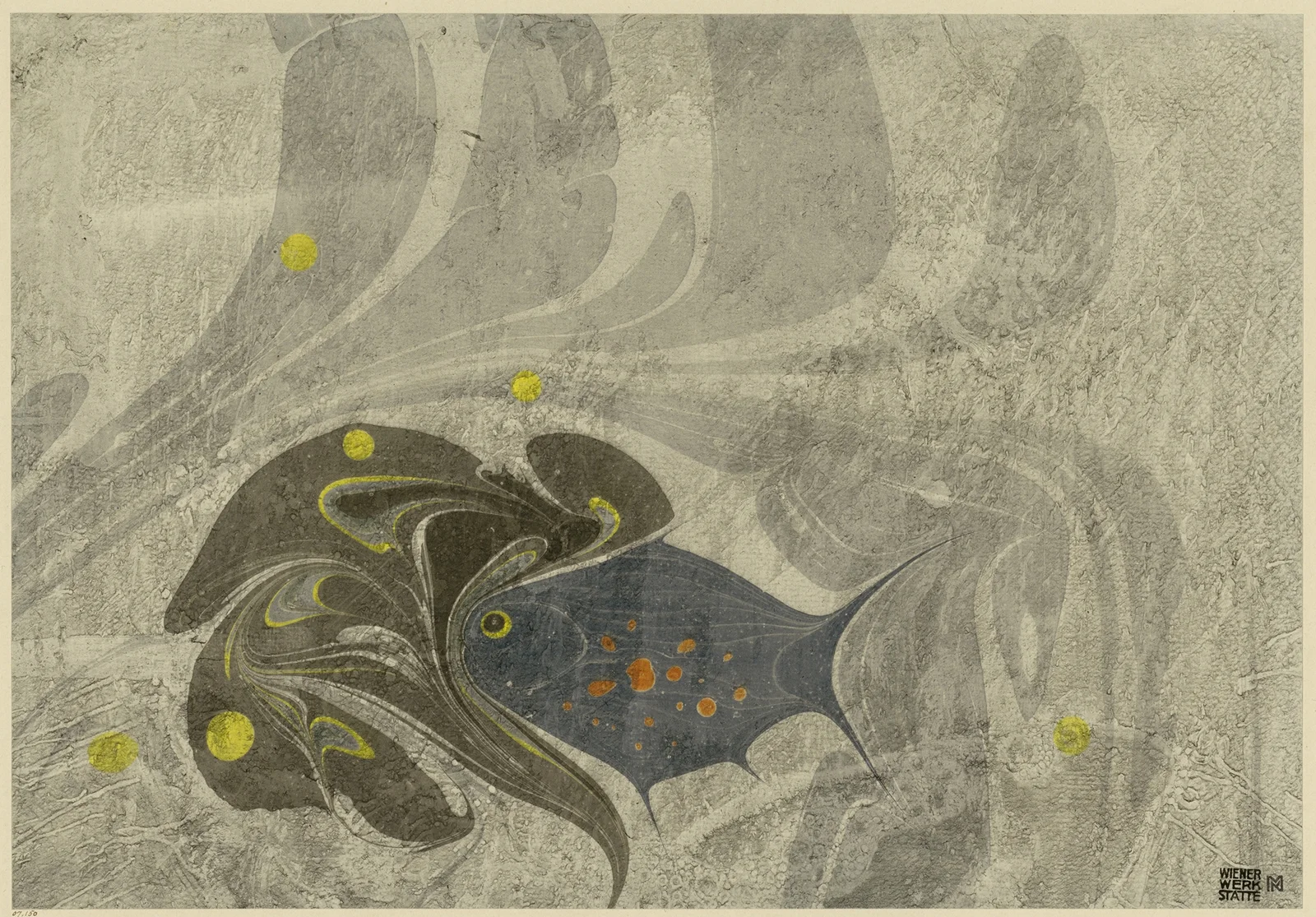 Marmorpapier (mit Fischmotiv) av Koloman Moser
